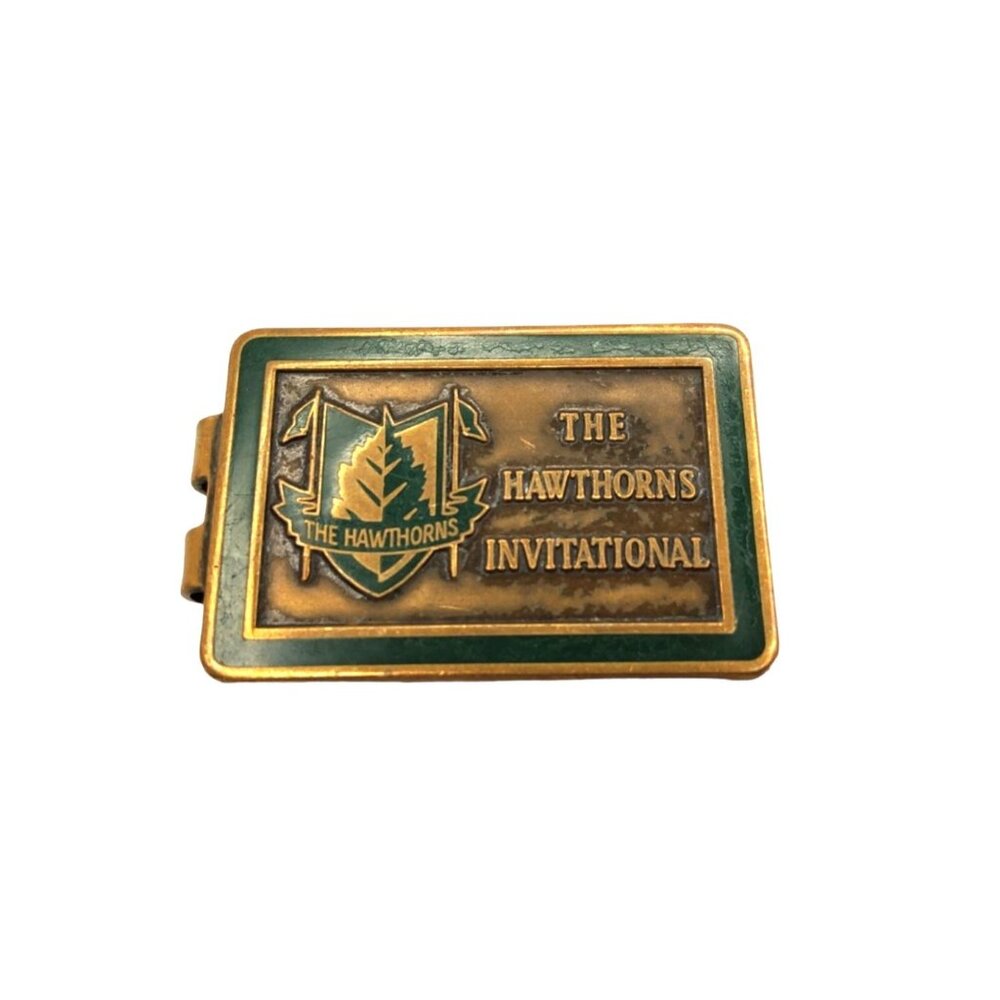 vintage brass the hawthorns invitational golf tournament mony clip.